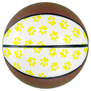 Balón De Baloncesto Patrón De Patas, Patas De Perro, Patas Amarillas