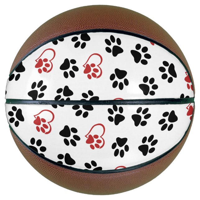 Balón De Baloncesto Patrón De Patas, Patas Negras, Manos Rojas, Corazo (Anverso)