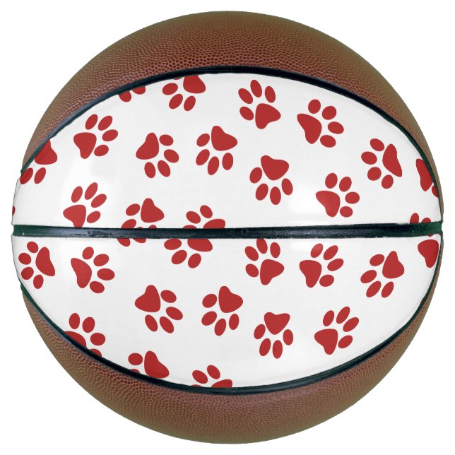 Balón De Baloncesto Patrón De Paws, Paws De Perro, Papas Rojas (Anverso)