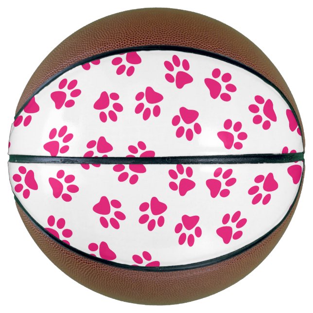 Balón De Baloncesto Patrón De Paws, Paws De Perro, Paws Rosados (Anverso)
