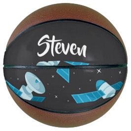 Balón De Baloncesto Patrón de satélites del espacio azul