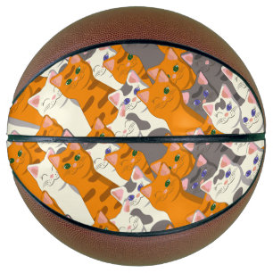 Balón De Baloncesto Patrón diagonal del gato negro jengibre