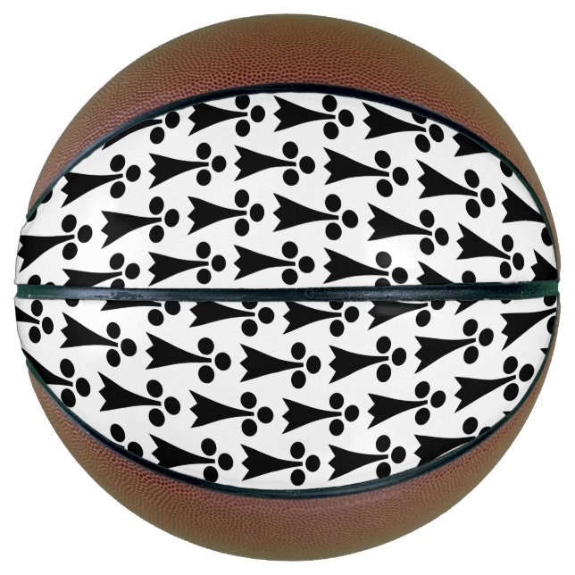 Balón De Baloncesto Patrón Ermine, patrón medieval, negro sobre blanco (Anverso)