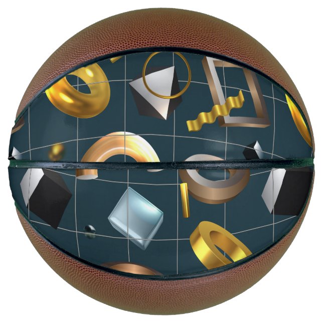 Balón De Baloncesto Patrón geométrico 3D (Anverso)