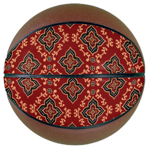 Balón De Baloncesto Patrón geométrico rojo / impresión india