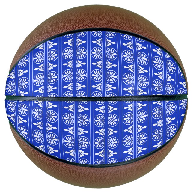 Balón De Baloncesto Patrón griego árabe-mediterráneo azul (Anverso)