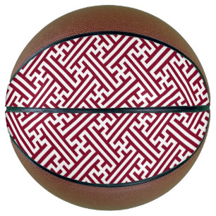 Balón De Baloncesto Patrón Sayagata, japonés, borgoñoso y blanco