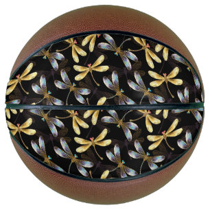 Balón De Baloncesto Patrón sin foco con Dragonflies dorados