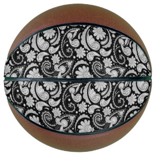 Balón De Baloncesto Patrones de cachemira vintage negros blancos lindo