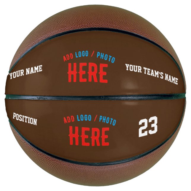 BALÓN DE BALONCESTO PERSONALIZABLE MODERNO ELEGANTE BROWN VERIFICADO M (Anverso)
