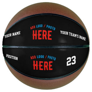 BALÓN DE BALONCESTO PERSONALIZABLE MODERNO ESTILO NEGRO VERIFICADO MAR