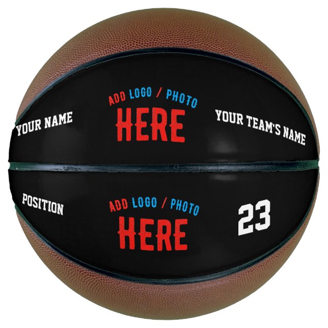 BALÓN DE BALONCESTO PERSONALIZABLE MODERNO ESTILO NEGRO VERIFICADO MAR (Anverso)