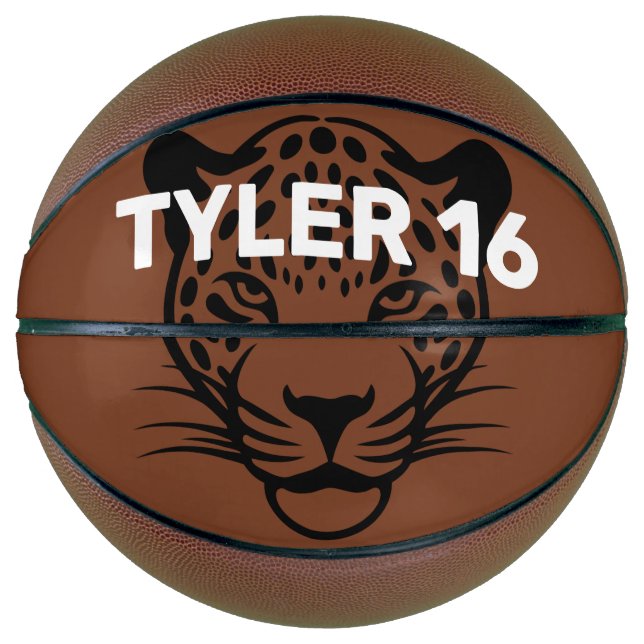 Balón De Baloncesto Personalización del leopardo negro (Anverso)