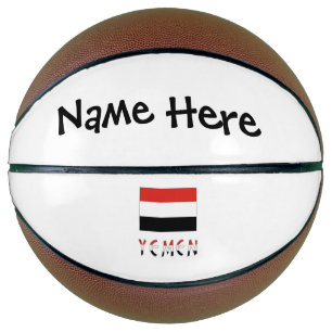 Balón De Baloncesto Personalización negra de la bandera yemení en Yeme