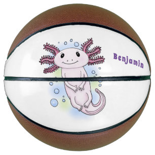 Balón De Baloncesto Personalizado axolotópico rosa adorable