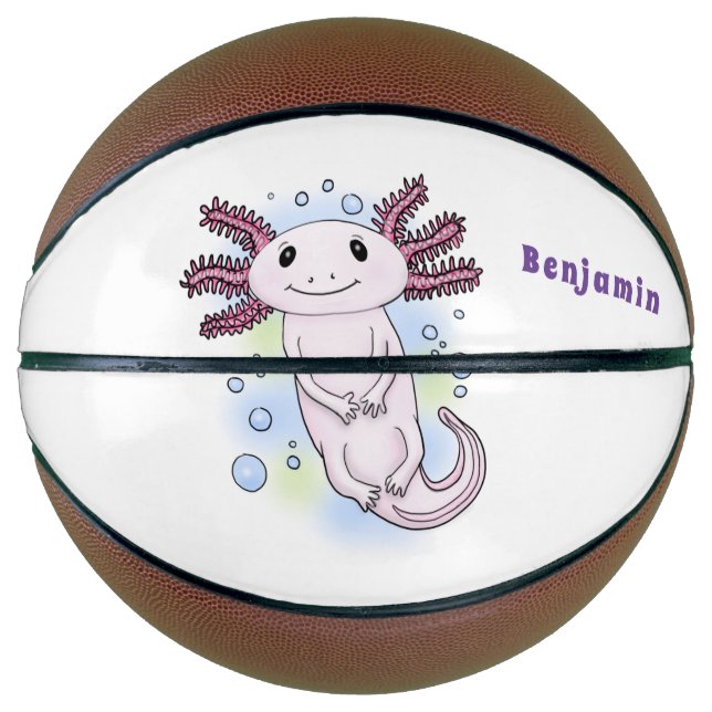 Balón De Baloncesto Personalizado axolotópico rosa adorable (Anverso)