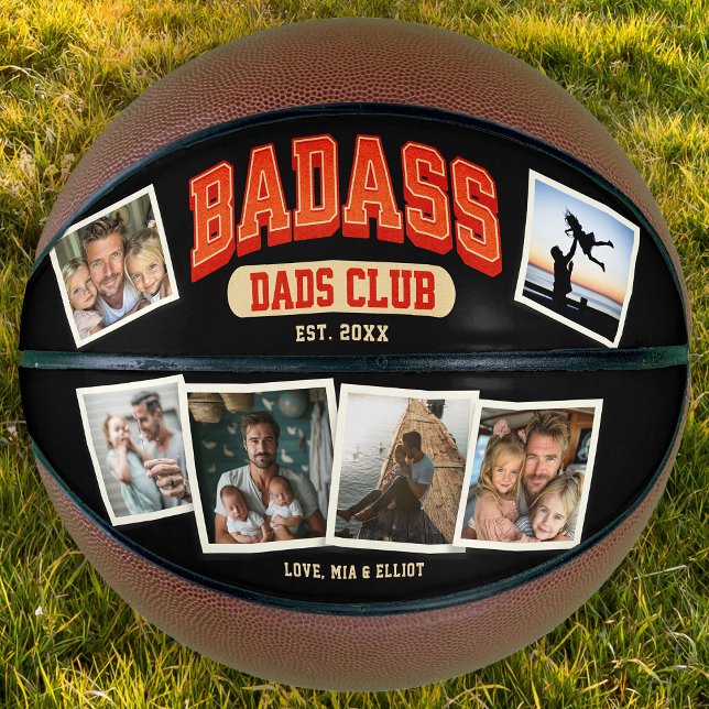 Balón De Baloncesto Personalizado Badass Dad Club Retro Collage de fot (Subido por el creador)