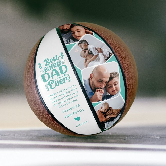 Balón De Baloncesto Personalizado Cute Bonus Papá 4 Foto y Cita Regalo (Subido por el creador)