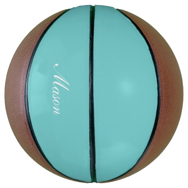 Balón De Baloncesto Personalizado de Sky verde azulado Baloncesto (Vertical)
