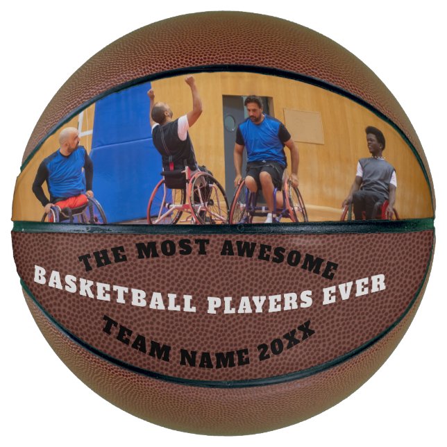 Balón De Baloncesto Personalizado fotográfico del equipo de baloncesto (Anverso)