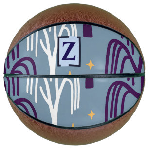 Balón De Baloncesto Personalizado Monograma Patrón de árbol salvaje Ba
