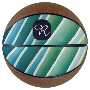 Balón De Baloncesto Personalizado Monograma Resumen Baloncesto Verde A