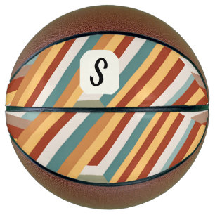 Balón De Baloncesto Personalizado Monograma Retro 70 Baloncesto Geomét