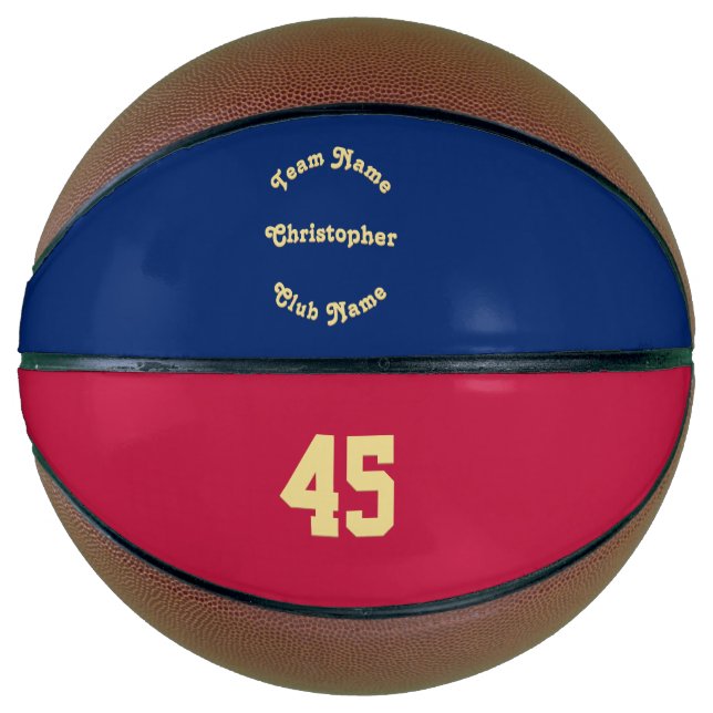 Balón De Baloncesto Personalizado Monogramado Team Club Número de nomb (Anverso)
