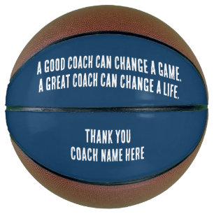 Balón De Baloncesto Personalizado Navy Blue White Gracias Entrenador B