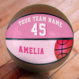 Balón de Baloncesto Personalizado Rosa con Nombre 