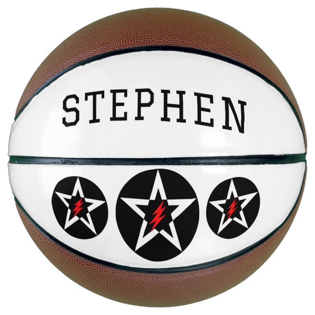 Balón De Baloncesto Personalized Name Stars (Anverso)