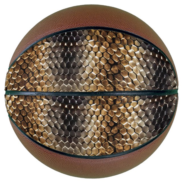 Balón De Baloncesto Piel de serpiente dorada marrón negro (Anverso)
