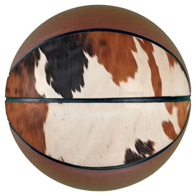 Balón De Baloncesto Piel de vaca blanco negro marrón (Anverso)