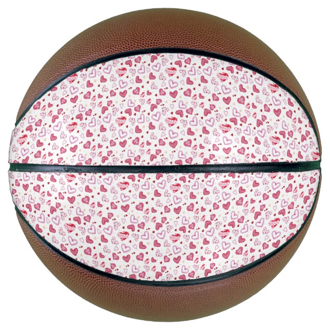 Balón De Baloncesto Pink Hearts Pattern Valentine's Day (Anverso)