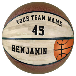 Balón De Baloncesto Piso de cancha de madera con número de nombre del