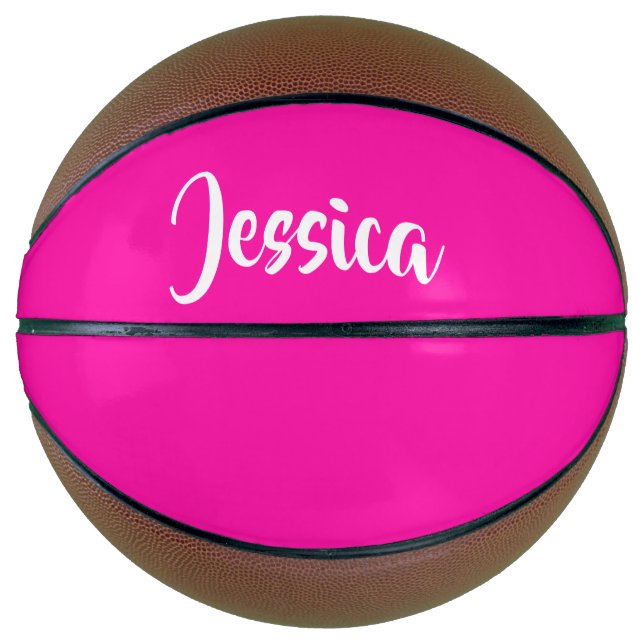 Balón De Baloncesto Plano sólido rosa liso (Anverso)