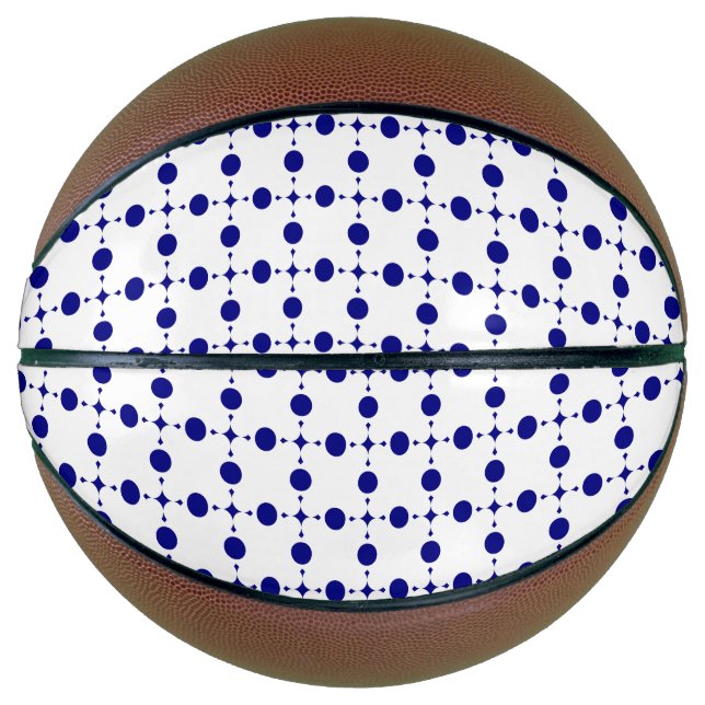 Balón De Baloncesto Puntos de Polka Azul de la Marina, Patrón de Punto (Anverso)