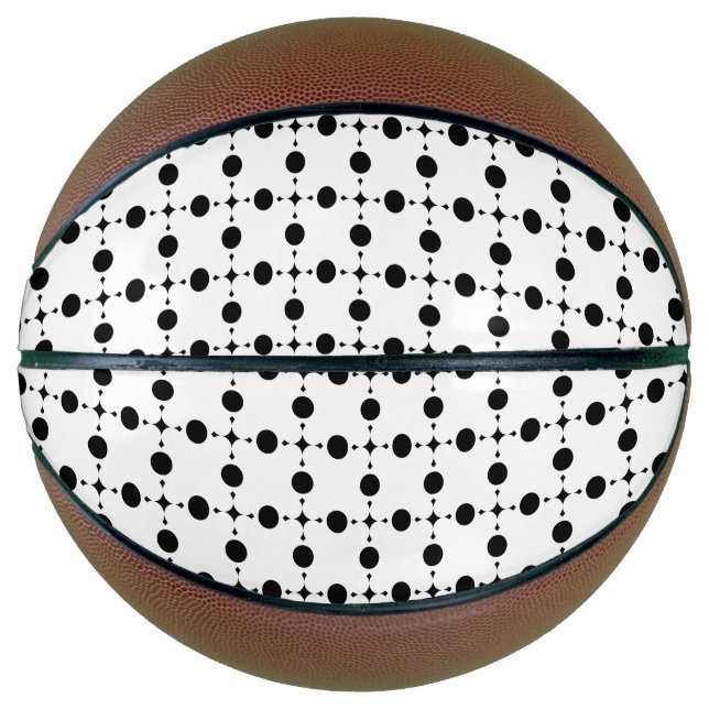 Balón De Baloncesto Puntos de Polka Negro, Patrón de Punto de Polka, P (Anverso)