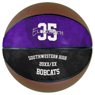 Balón De Baloncesto Purple black team name end of seasons keepsake
