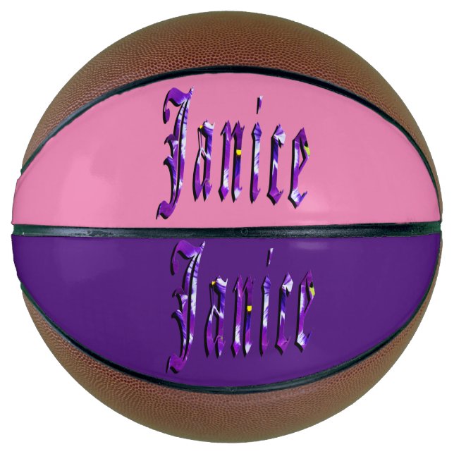 Balón De Baloncesto Purple Floral Diseñado Janice Name, Baloncesto (Anverso)