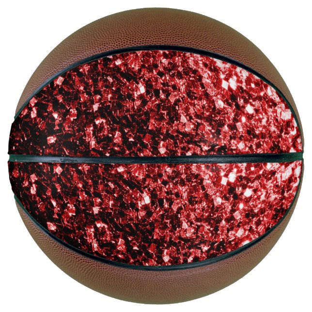 Balón De Baloncesto Purpurina de imitación rojo oscuro chispeando (Anverso)