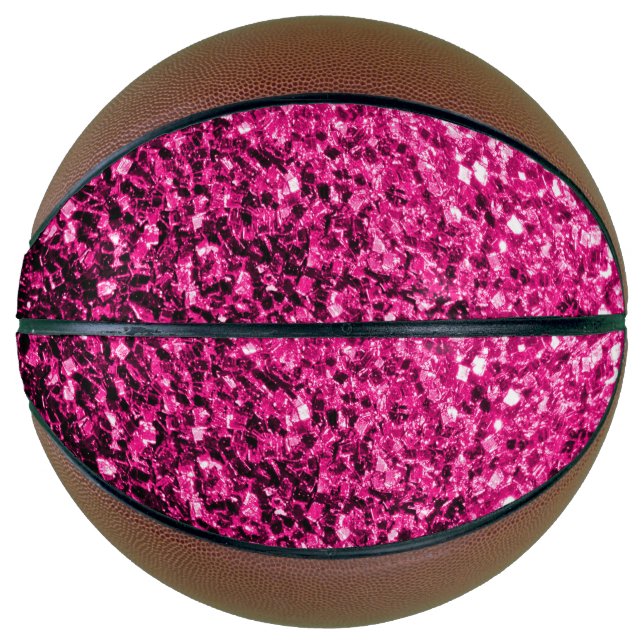 Balón De Baloncesto Purpurina falso rosa caliente chisporroteo (Anverso)