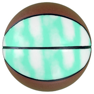 Balón De Baloncesto Rayas abstractas de acuarela blanca verde pastel