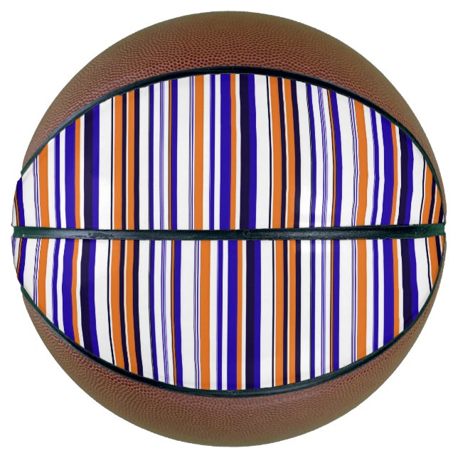 Balón De Baloncesto Rayas azules naranjas lindas (Anverso)