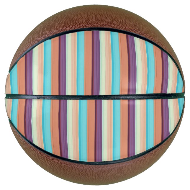 Balón De Baloncesto Rayas marrones azules cortas (Anverso)