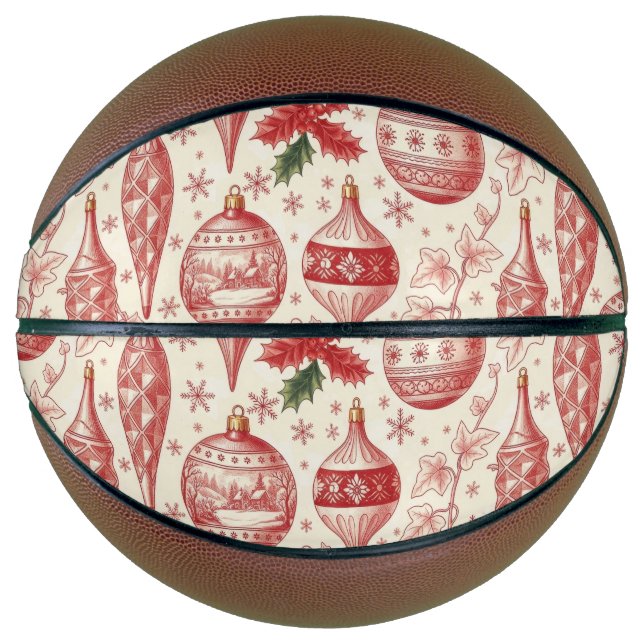 Balón De Baloncesto Red Toile Chinoiserie Christmas Ornaments (Anverso)