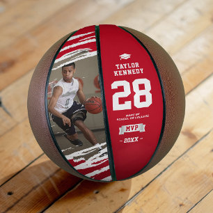 Balón De Baloncesto Regalo de foto de graduación de baloncesto rojo mo