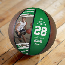 Regalo de foto de graduación de baloncesto verde “
