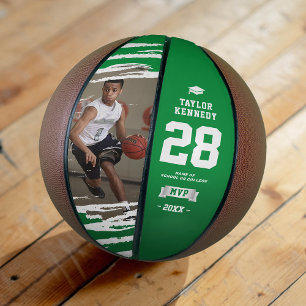 Balón De Baloncesto Regalo de foto de graduación de baloncesto verde “