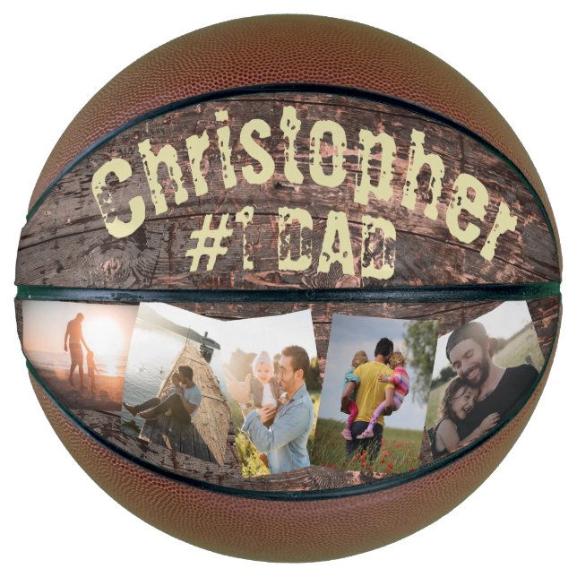 Balón De Baloncesto Regalo para papá Efecto Madera #1 Papá (Anverso)